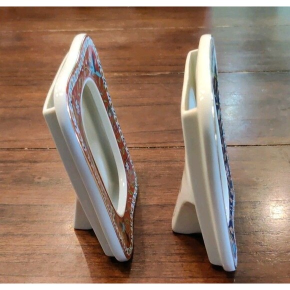 Vtg Takahashi Silk Road 1983 Set Of 2 Porcelain Hand Painted Picture Frames - Picture 7 of 7